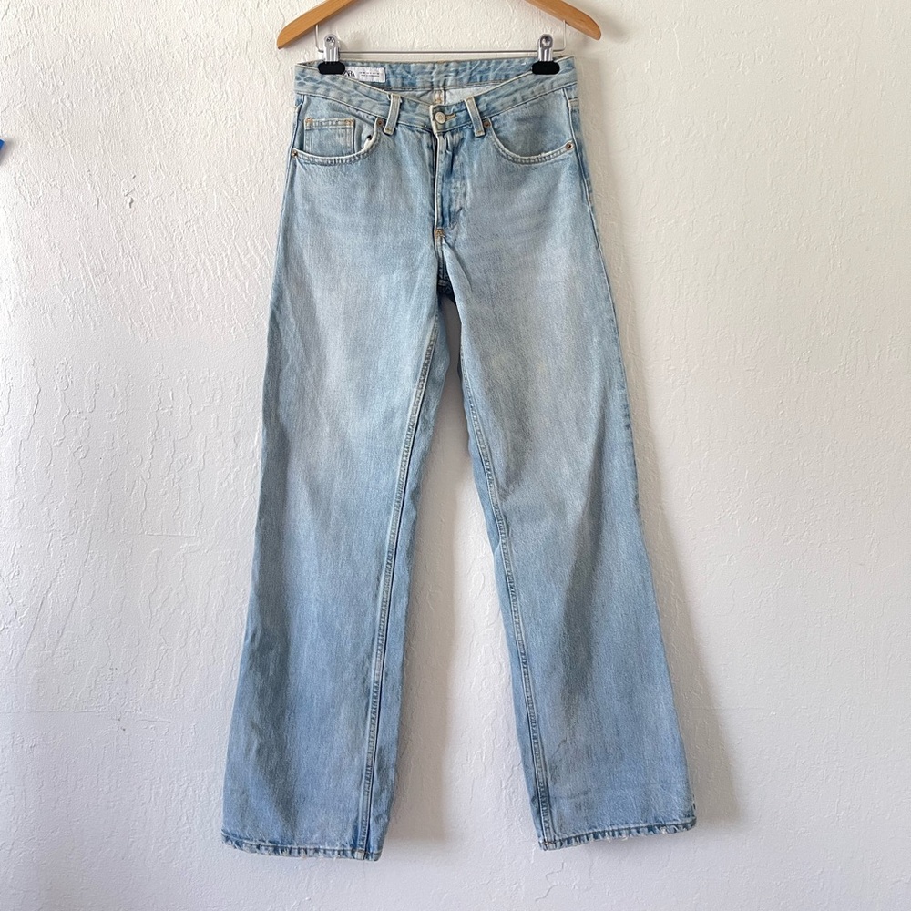 Zara Light Blue Straight Leg Jeans